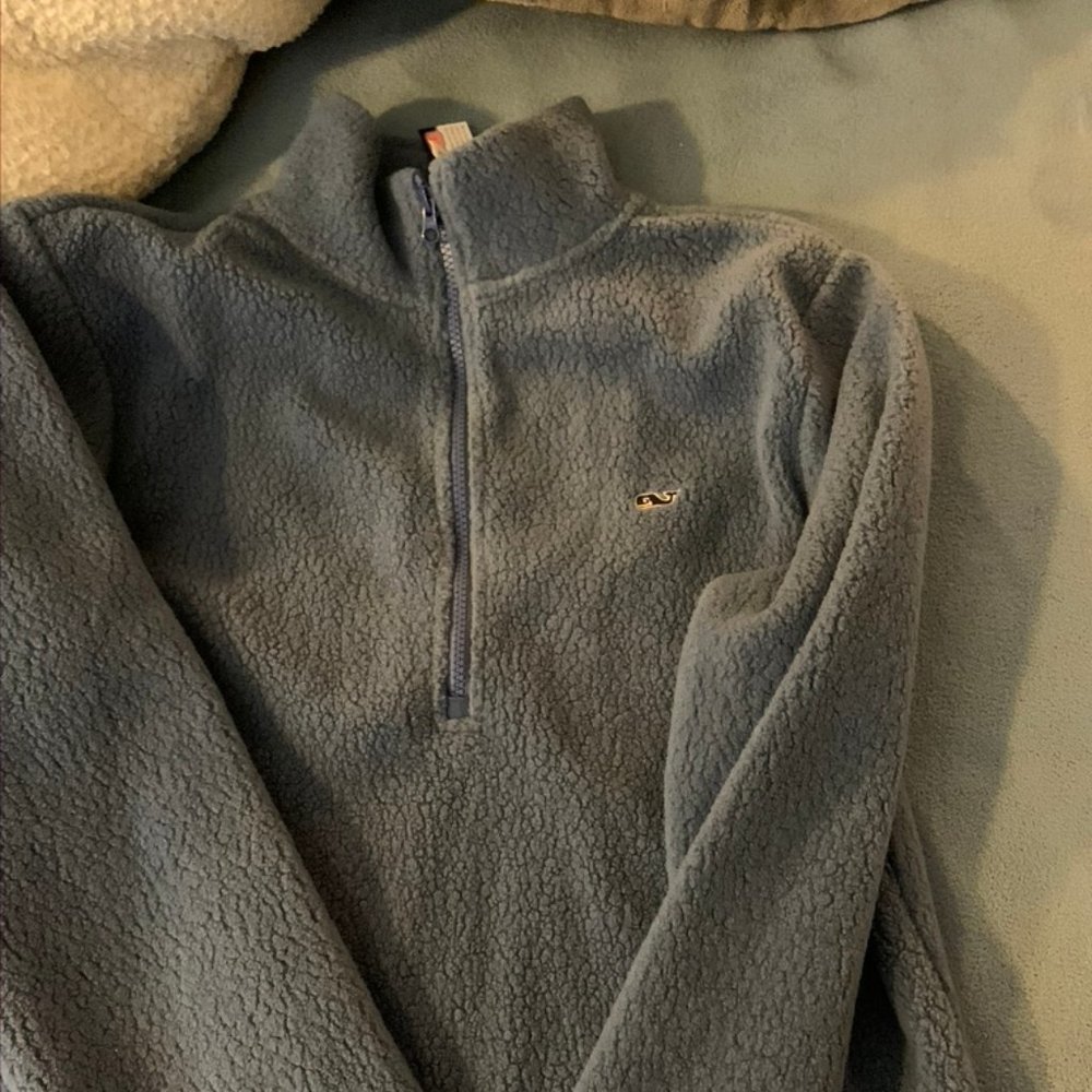 Mens Small Blue Sherpa 1/4th Zip Vineyard Vines